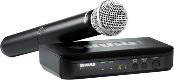 Micrófono Inalámbrico Shure BLX24/SM58 – Sistema inalámbrico con el icónico micrófono SM58, sonido cálido y claro, gran alcance y fácil configuración.
