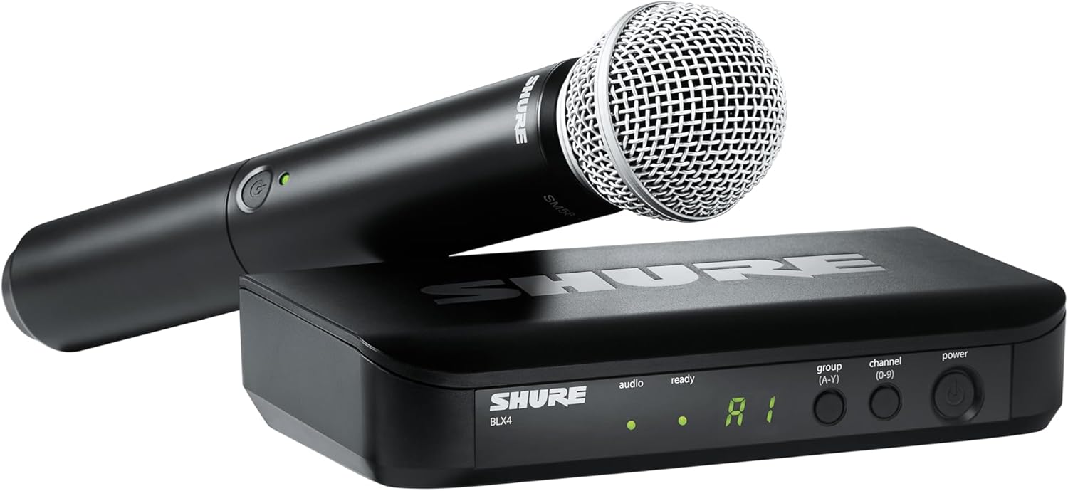 Micrófono Inalámbrico Shure BLX24/SM58 – Sistema inalámbrico con el icónico micrófono SM58, sonido cálido y claro, gran alcance y fácil configuración.