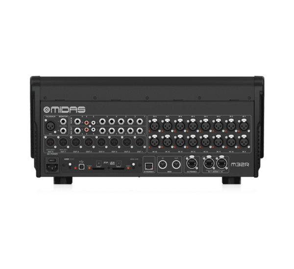 MIDAS M32R LIVE – Consola digital compacta de 40 canales con preamplificadores MIDAS, grabación multipista USB, 8 procesadores de efectos y conectividad AES50. Potencia y calidad para estudio y directo.