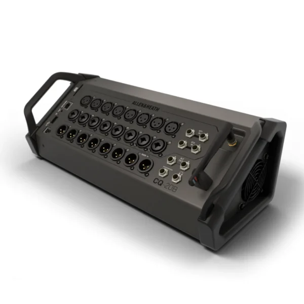 El Allen & Heath CQ-20B es un mezclador digital de 20 canales en formato rack, diseñado para control remoto mediante la app CQ MixPad. Ofrece 16 preamplificadores de alta calidad, efectos integrados, procesamiento automático de ganancia y mezcla, y una interfaz intuitiva.
