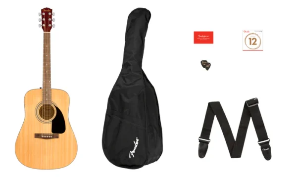 La Fender FA-115 es una guitarra acústica con cuerpo dreadnought, tapa de abeto laminado y diapasón de nogal, ideal para un sonido potente y equilibrado. Perfecta para principiantes y músicos avanzados.
