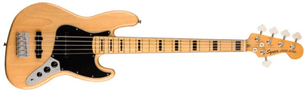 Bajo eléctrico de 5 cuerdas con diseño vintage '70s, pastillas alnico Fender-designed y tono clásico, ideal para estilos versátiles.