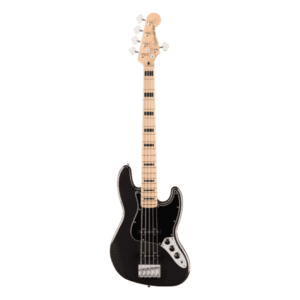 Bajo Fender Squier Affinity Activo 5 cuerdas con cuerpo de álamo, mástil de arce, pastillas activas y ecualización de 2 bandas. Sonido potente.