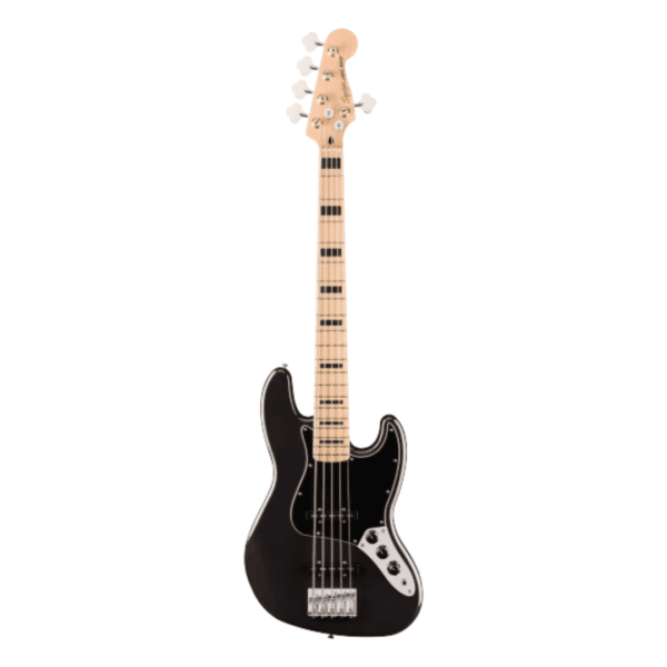 Bajo Fender Squier Affinity Activo 5 cuerdas con cuerpo de álamo, mástil de arce, pastillas activas y ecualización de 2 bandas. Sonido potente.