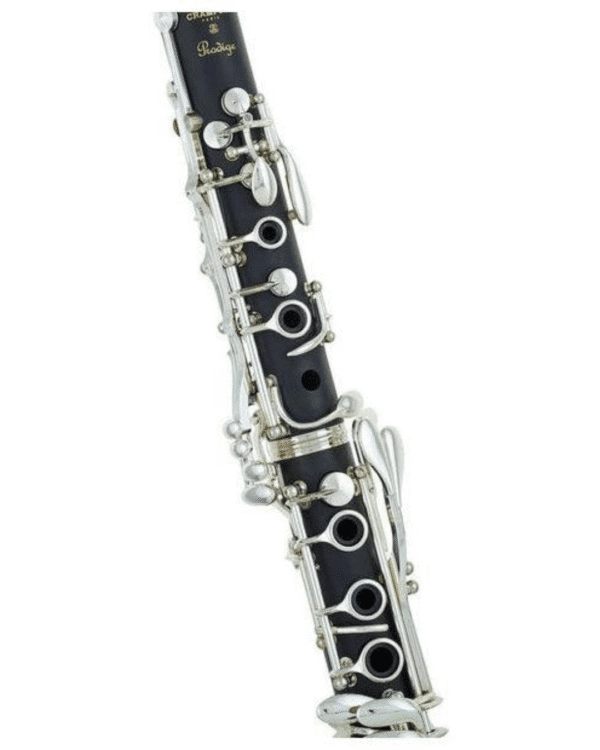 Clarinete Buffet Crampon Prodige BC2541-2-0GB en Sib, sistema Boehm 17/6. Fabricado en resina ABS con llaves niqueladas, incluye boquilla, estuche tipo mochila y accesorios. Ideal para estudiantes y academias. Sonido cálido y excelente afinación.